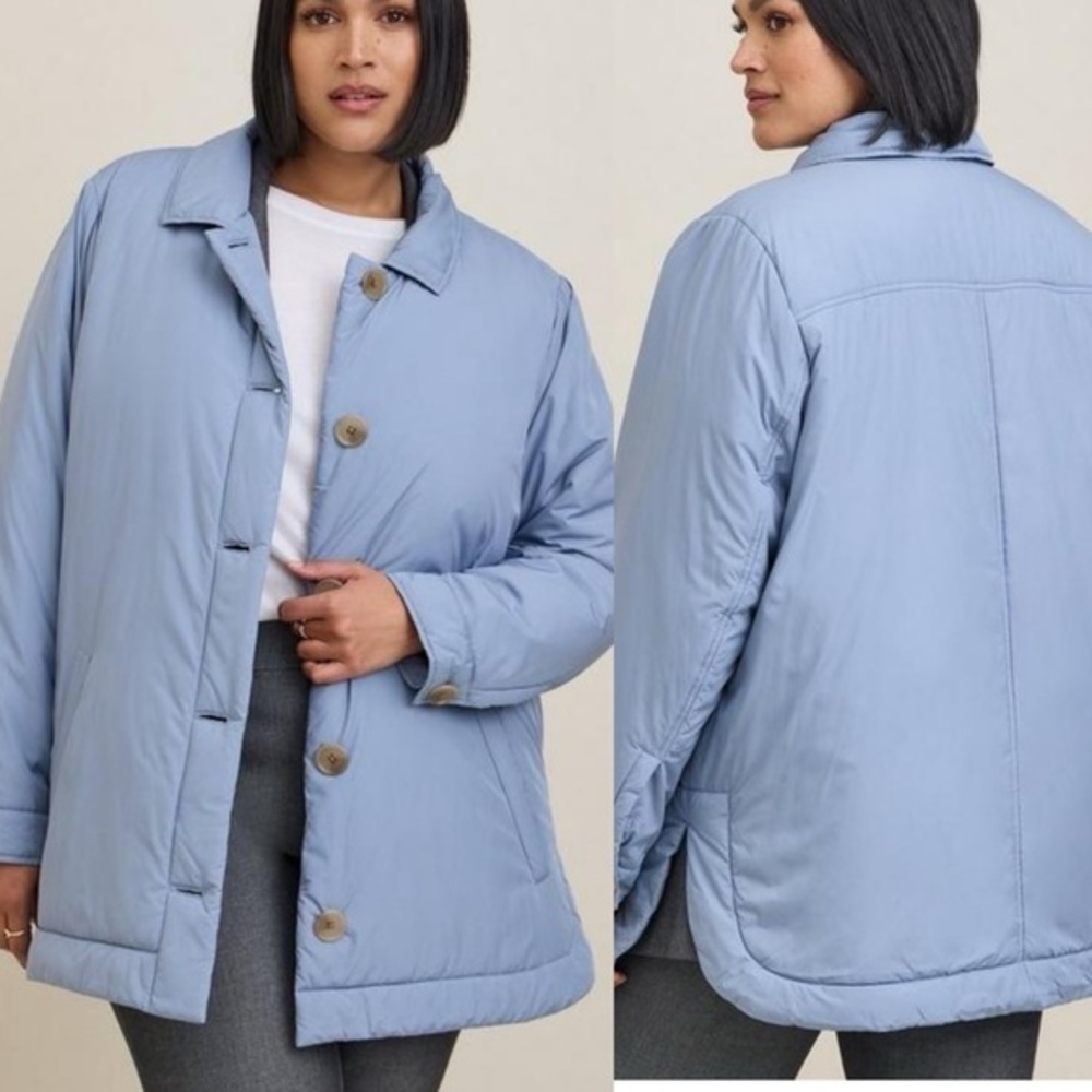 NWOT Torrid size 4X light blue polyester fill shacket